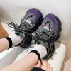 Casual Shoes PU Mid Heel Sneakers 2024 High Quality Lace-up Women's Spring/Autumn Mixed Colors Ladies Zapatillas Deportivas