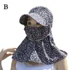 Breda randhattar Floral Women Sun Hat Protection Face Mask Sunscreen Neck Neck Te Picking Bucket Ladies/Girls H C1W7