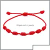 Charm Bracelets Charm Bracelets Handmade Love 7 Knot Lucky Ethnic Red Brown Adjustable Braided Rope Bracelet For Men Women Friendship Dhiqb