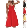 Lässige Kleider rote Spaghetti -Gurtknöpfe Kleider Bug Rückenloser Midi Vestidos Sexy Sommer Frauen 2024Sundress Female Vintage