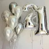 Party Decoration 12pcs/lot 32inch Number Foil Balloons 16 18 20 25 30 Years Old Kids Birthday Metal Silver Confetti Latex Globos