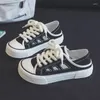 Scarpe casual tela donna donna dolce sneaker grosse donne piatti traspiranti in pizzo traspirato su tacchi a metà tondo di punta di punta vulcanizza plus size