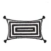 Oreiller noir boho géométrique couvercle tufted 4 cale oreiller décoratif de franges d'angle 45x45 / 30x50cm oreillers pour canapé