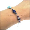 Pin d'œil jln perle sept bracelet de chakra Amethyst lapis tigre en pierre naturelle anqitue or / sier billes de fleur de capuchon de capuchon