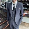 Men's Suits New men's suit Korean version slim-fit business three-piece banquet custom dress studio photography clothing companion Q240417