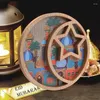 Plates Ramadan Decorations For Home -11.6 Inch Tray Eid Mubarak Religious Painting Cupcake Candy Wooden Durable