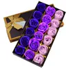 Fleurs décoratives couronnes 18pcs artificiels rose de bain floral de bain fleur pétales avec boîte cadeau pour les anniversaires anniversaire mariage vale dhpr0