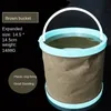 Fishing Bucket Canvas Round Folding Outdoor Portable 14cm Storage Camping Hiking