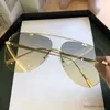 Lunettes de soleil Vintage Rimless Alloy Aviation Pilote Pilote Sunglasses pour hommes 2024 Brands Gradient Sun Verres Femelle Métal OVAL NOCES Noir Brown