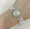 Brand Gold Color Fashion Jewelry For Women Flower Pearls Chain Bracelet Fashion Praty Jewelry Vintage Design Big Width Cuff1814950