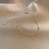 Bangle العصرية مزدوجة الطبقات الصغيرة جولة الخرز سوار نسائي أساور اليد الذهب سلسلة ألوان سوار بسيطة أنثى الكرة المجوهرات 240417