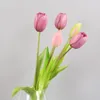 Dekorativa blommor lyxiga silikon riktiga beröring tulpaner bukett konstgjord blomma hem dec