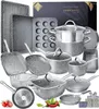 Cookware Set Home Hero 23 PCS POTS and Pann Set Non Stick - Induktion Compatible Kitchen Bakeware Set (23 Granite)