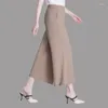 Pantaloni da donna estate donne modellano elastico gamba larga in alto elastico femmina sciolta nona madre dritta