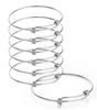 5pcs Stainless Steel Wire Blank Bangle Bracelet Expandable Charm Bracelet Double Loops Style for Diy Jewelry Making Q07172293671