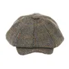 BERETS NYHETSBODE HAT 60% WOOL MEN BERETS GRÅ HERRINGBONE FLAT CAPS VÄRLIGA BRITISKA MINTER HAT Hösten Vinterhattar Octagonal Cap BJM42 D240417