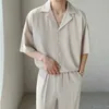 Groh Men's Casual Shirts Nowy wysokiej jakości kubański kołnierz dla mężczyzn solidny kolor koszulki z krótkim rękawem Summer Ice Silk Korean Loose Smart 240417