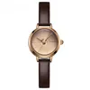 Wristwatches High Quality Vintage Round Small Dial Brown Belt Quartz Watch For Women Elegant Woman Digital Girls