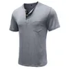 Camiseta de manga corta para hombres de verano, camisa base para hombres, camiseta redonda de cuello, camisa Henry para hombres