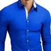 V3NJ Men Men's Disual Terms Business Dress Men قميص على النقيض من اللون أحادي الصدر من طوق أبيض مشرق للعمل 24416