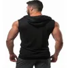 men tank tops Muscle Sleeveless Sportswear Mens Workout Gym Tank Top Hooded zipper cotton Bodybuilding tanktop Run Solid Vests 240402