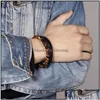 Bedelarmbanden sieraden trendy mensen creatieve explosiestijl punk lederen gevlochten kralen heren armband fa dhb5k drop levering dh8zm