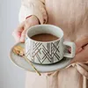 Tazze di tazza di caffè in ceramica e set di piattino creativo per tè pomeridiano orecchio domestico in stile giapponese in stile giapponese