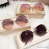 Sunglasses Gradient Rimless Sunglasses for Women UV400 Brand Designer High Quality Sun Glasses Female oculos 2024