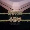 Anpassad hiphop smycken baguette VVS Moissanite Tennis Link Chain Sterling Sier Name Letter Pendant Necklace