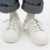 Buty zwykłe małe białe miękkie, miękkie, miękkie, pół osuwu cienkie, grube płótno płócienne z wulkanizowaną koronką w górę