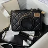 Bolsas de grife mini bolsa de câmera genuína verificação de correntes crossbody ombro de moda feminina com caixa