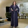 エスニック服エレガントなアバヤドバイラグジュアリー2024イスラム教徒ローブアラビア女性ラマダンのための長袖の中東ダイヤモンドイブニングドレス