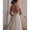 Dress Lace Wedding 2023 z bohemianami odłączonymi rękawami Spaghetti Backless Long Beach Suknie ślubne Imperium Talia A-line Boho Bride sukienki Vestido de novia es