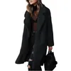Damesjassen massieve kleur jas jas vrouwen verdikt pluche stijlvol lange outssear voor herfst/winter met revers