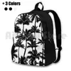 Backpack Black Palm Trees On White Background. Outdoor Hiking Waterproof Camping Travel Pattern Tropical Climate