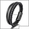 Bedelarmbanden sieraden trendy mensen creatieve explosiestijl punk lederen gevlochten kralen heren armband fa dhb5k drop levering dh8zm