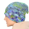 Berets Claude Monet Wasser Lilien Lotusölmalerei Outdoor Dünne Hüte Grünviolette Motorhaube Hochqualitätsschädel Mützenkappen Kappen