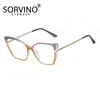 Lunettes de soleil Sorvino Trendy Eyeglasses vintage Femme Femmes Eye Cat Eye Personnalisé Anti Blue Lunes Lumières Myopie Plat Lens Printemps