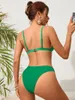 Dames badmode sexy bikini 2024 vrouwen massief rood groen v draad uit hol uit push up micro zwempak Braziliaans zomer badpak strandkleding