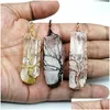 Colares pendentes Jln Cristal de cristal natural Gemito embrulhado Quartz Hexágono Prism AMet Charme com colar de corrente de latão entrega DHNWF