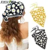 Headbands Summer Flower Printing Hair Scarf Hairband Straps Daisy Headband Triangle Bandana Kerchief Women Girl Headwear Hair Accessories Y240417