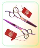 Purple Dragon Hair Scissors Rainbow Gem Screw Hair Cutting and Thunning Scissors 6 tum Rose Carving Handtag Simple Packing New6904580