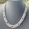 Hip Hop -sieraden Iced Out Prong Setting 13mm Silver VVS Moissanite Cuban Figaro Link Chain