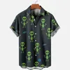 Camisas casuais de camisa de moda masculina Camisa 3D Alien Impressa Hawaiian Manga curta de tamanho solto de roupas soltas Tops Summer para homens