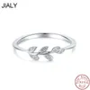 クラスターリングJly Fine European Sparkling CZ Spring Small Leaves S925 S925 STERLING SILVER RING