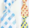 Bow Ties Classic Plaid White Blue Orange Yellow Tie JACQUARD WOVEN Silk 8cm Men's Necktie Business Wedding Party Formal Neck