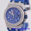 AP PULHO MECÂNICO RESPOSTA BUL Blue Elf Royal Oak Offshore 26470ST Mens Assista Precision Steel Azul Face Automática Máquinas Swiss Famous Luxury Sports Watch