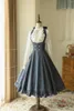 Casual Dresses Japanese Lolita Halter Sling Dress for Women 2024 Spring Autumn French Style Complex randig grå blå rem