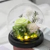 Dekorativa blommor Bröllopsdekoration Decor Eternal Rose LED Lätt bevarad blomma i glas täcker mödrar dag gåvor födelsedagsfest