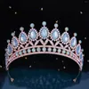 Hair Clips Baroque Luxury Elegant Blue Green Pink Purple White Opal Crystal Tiaras For Women Wedding Girls Party Crown Accessories